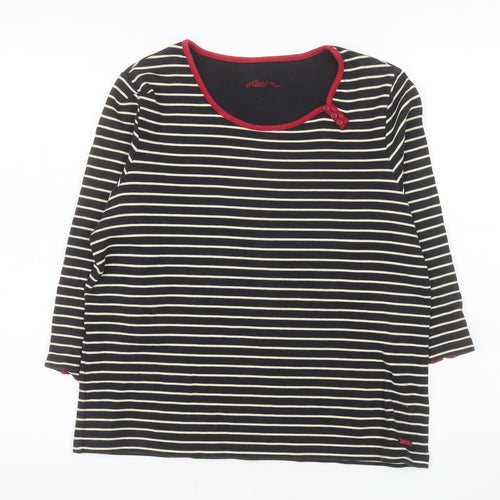 Dash Women's Black Striped 3/4 Sleeve Cotton T-Shirt Size 14