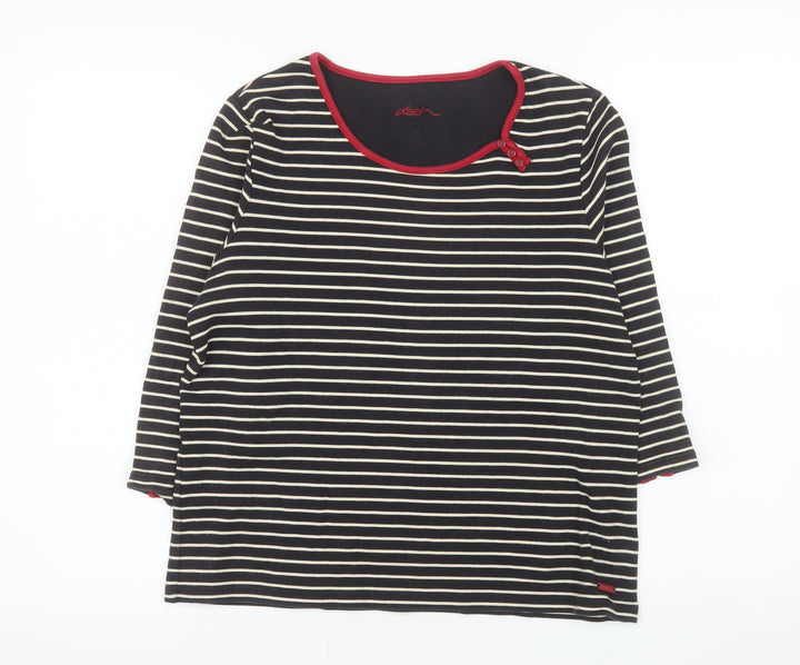 Dash Women's Black Striped 3/4 Sleeve Cotton T-Shirt Size 14