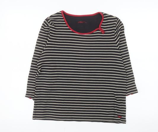 Dash Women's Black Striped 3/4 Sleeve Cotton T-Shirt Size 14