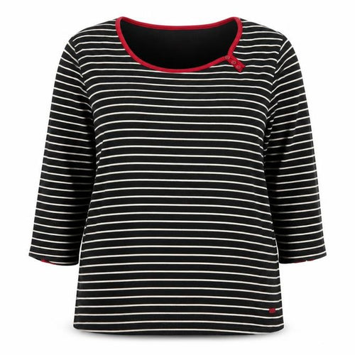 Dash Women's Black Striped 3/4 Sleeve Cotton T-Shirt Size 14