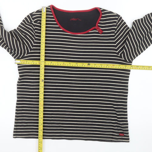 Dash Women's Black Striped 3/4 Sleeve Cotton T-Shirt Size 14