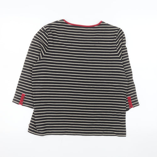 Dash Women's Black Striped 3/4 Sleeve Cotton T-Shirt Size 14
