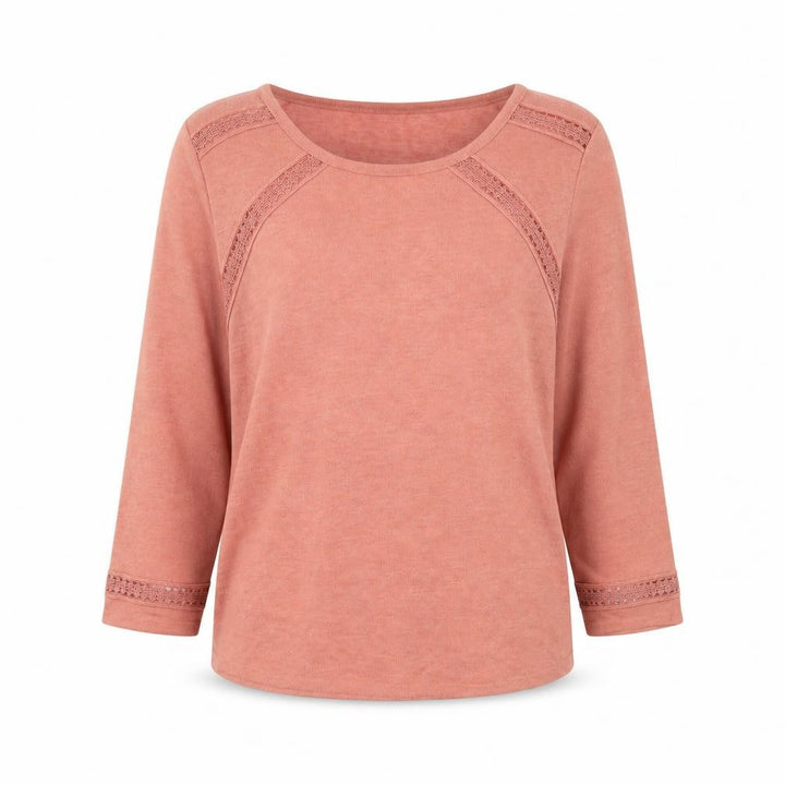 F&F Women’s Pink Crochet Detail 3/4 Sleeve Pullover Jumper Size 12