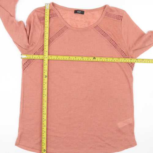 F&F Women’s Pink Crochet Detail 3/4 Sleeve Pullover Jumper Size 12