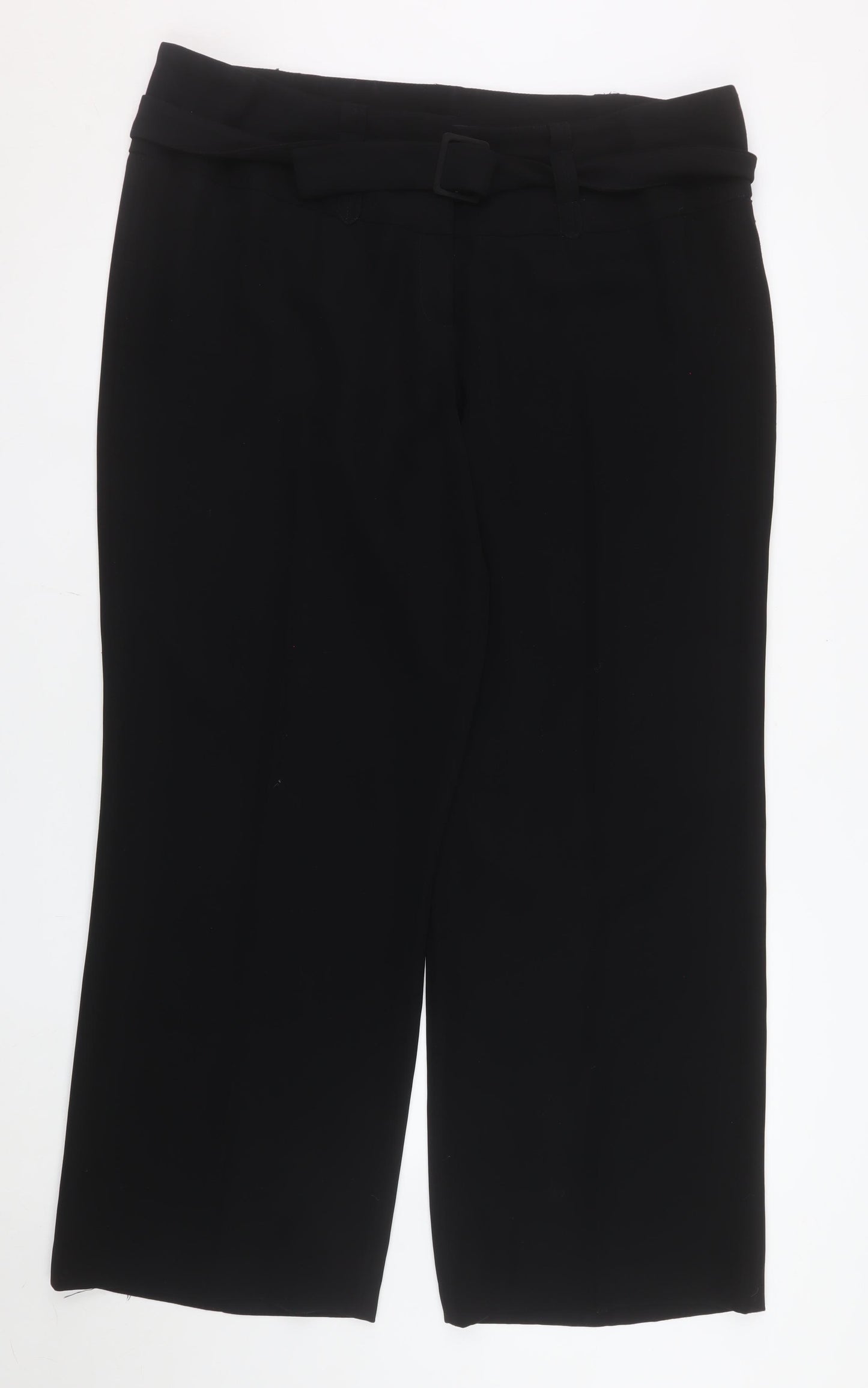 Robell Women Black Size 20 Cropped Trousers Polyester Wide-Leg