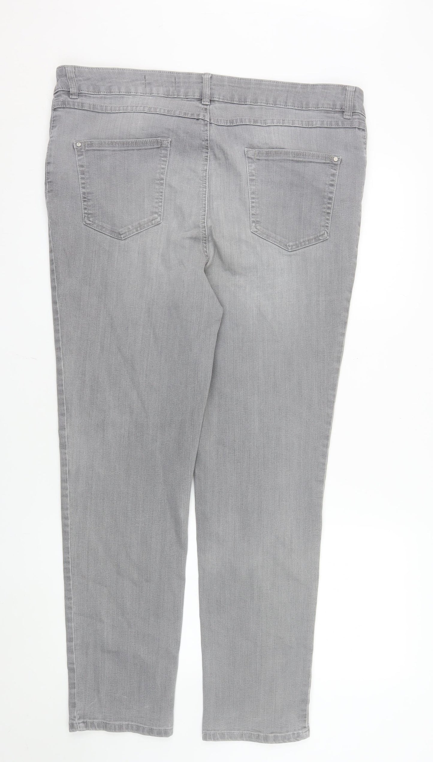 Stooker Women Grey Straight Fit Plus Size 22 Stretch Denim Jeans