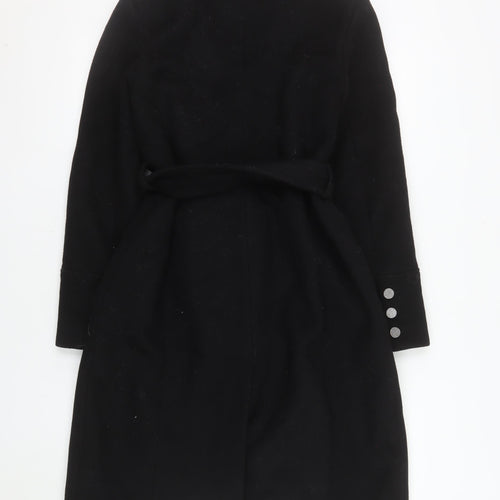 Ever New Black Wool Blend Belted Long Coat Women Size 8 Classic Style
