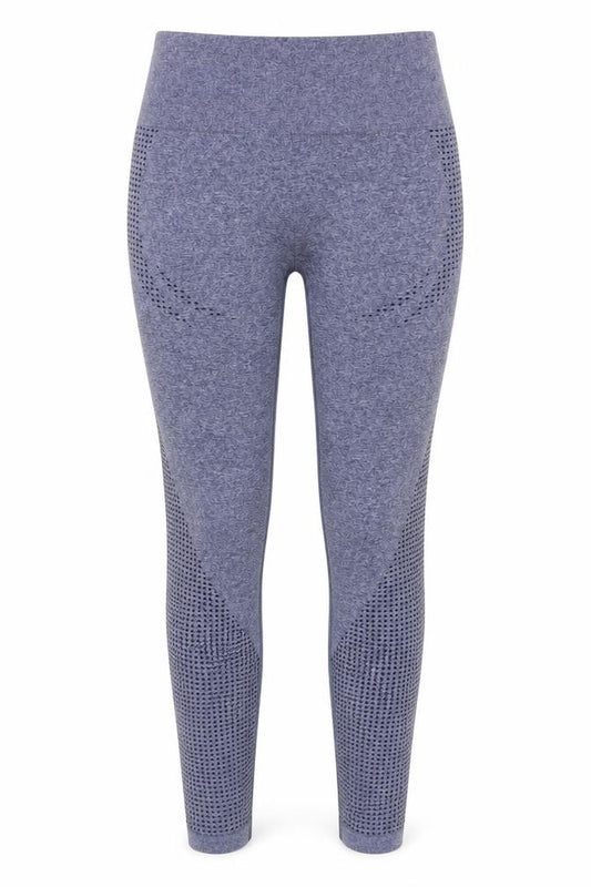 Front view of Dunnes women’s blue seamless gym leggings, size S