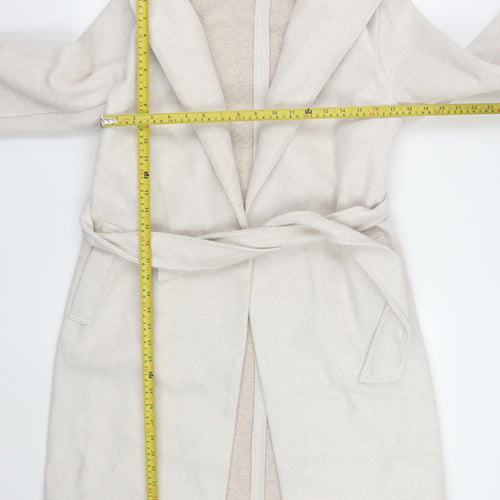 Zara Women Ivory Wool Blend Hooded Belted Coatigan XS