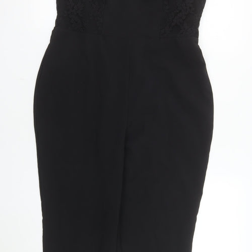Miss Selfridge Petites Black Lace V-Neck Jumpsuit UK 12 Petite