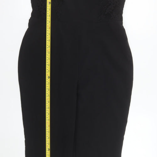 Miss Selfridge Petites Black Lace V-Neck Jumpsuit UK 12 Petite