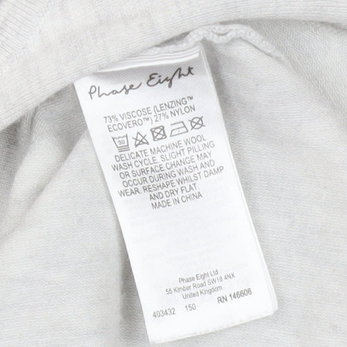 Phase Eight Women Grey L Poncho Shrug Lightweight Viscose Knit