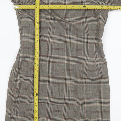 H&M Women Grey Check Sheath Knee Length Work Dress UK 10