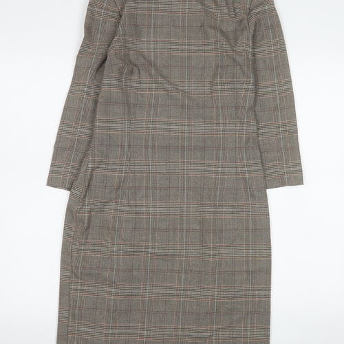 H&M Women Grey Check Sheath Knee Length Work Dress UK 10