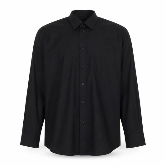Front view of Cedarwood State Men's Black 17.5in Long Sleeve Button-Up Shirt