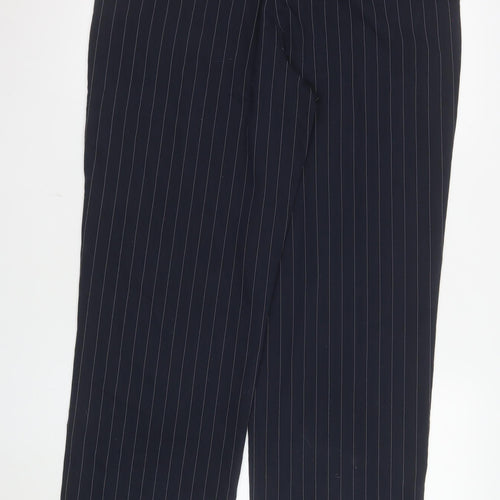 ONLY Women Navy Pinstripe Wide-Leg Trousers L/32 Polyester Blend