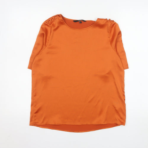 Vero Moda Women’s Orange Short Sleeve Satin Blouse Size S