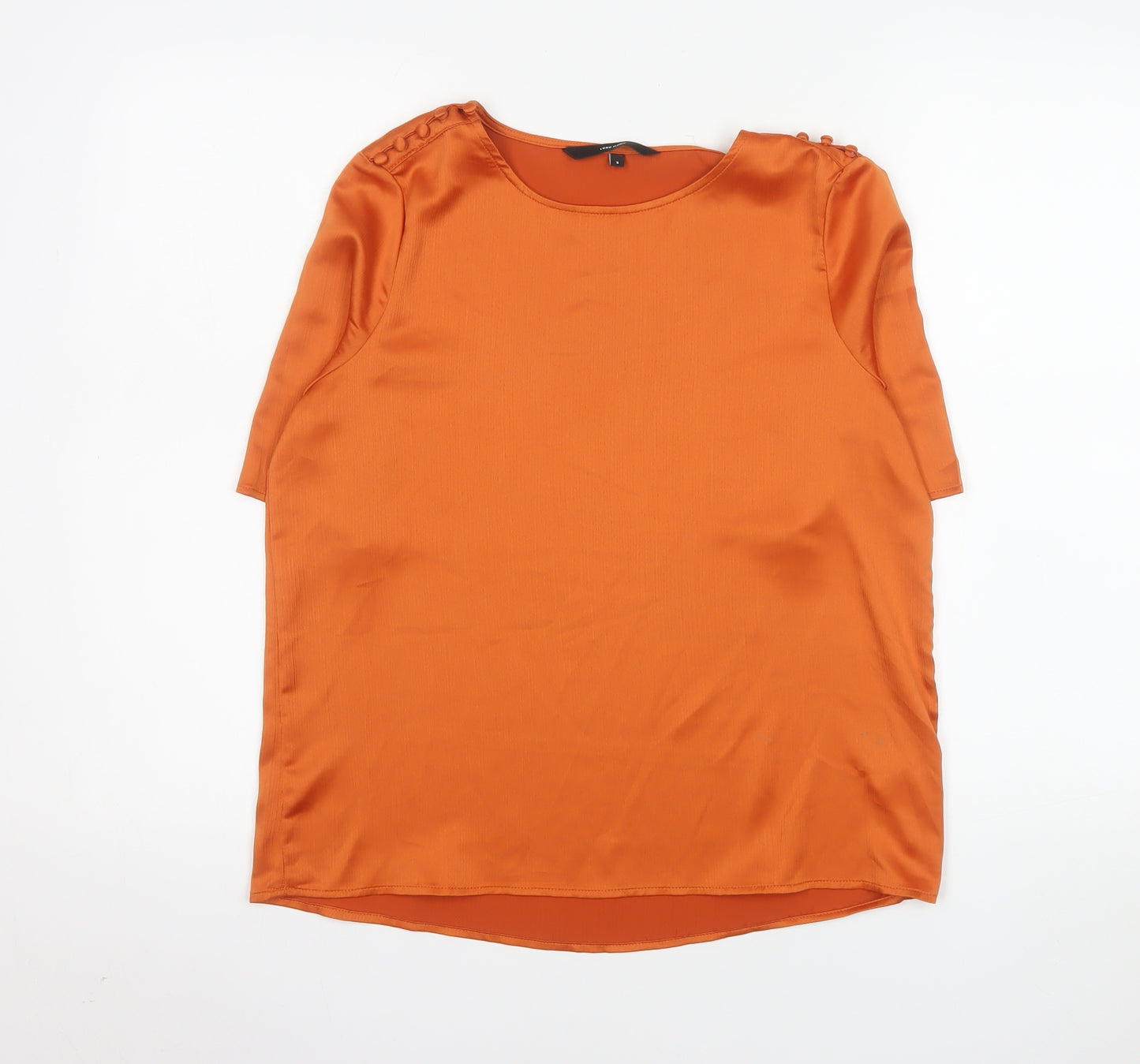 Vero Moda Women’s Orange Short Sleeve Satin Blouse Size S