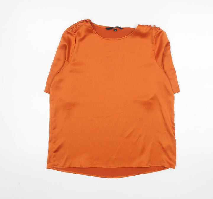 Vero Moda Women’s Orange Short Sleeve Satin Blouse Size S