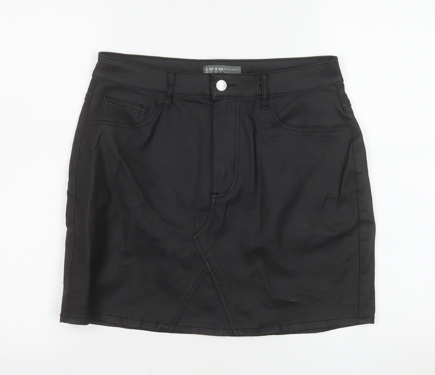 Primark Women’s Black Denim Short Skirt Size 12 Pencil Style