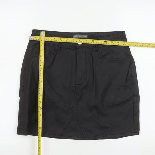 Primark Women’s Black Denim Short Skirt Size 12 Pencil Style