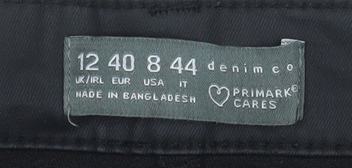 Primark Women’s Black Denim Short Skirt Size 12 Pencil Style