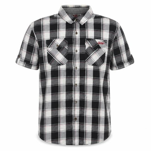 Lee Cooper Men's Black Check Short Sleeve Button-Up Shirt XL