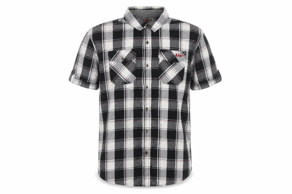Lee Cooper Men's Black Check Short Sleeve Button-Up Shirt XL