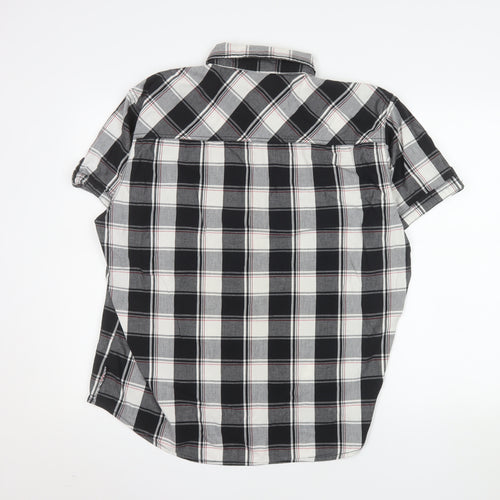 Lee Cooper Men's Black Check Short Sleeve Button-Up Shirt XL
