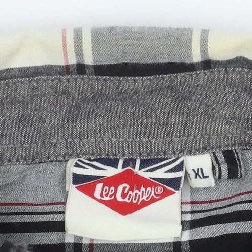 Lee Cooper Men's Black Check Short Sleeve Button-Up Shirt XL