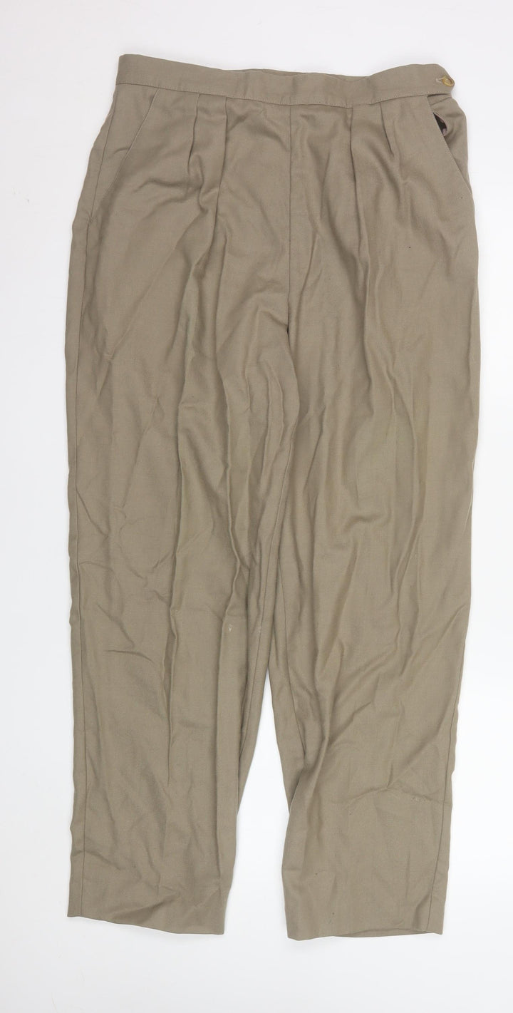 Applewood of Boston Women's Beige Pleated Trousers Size 14 Classic Fit