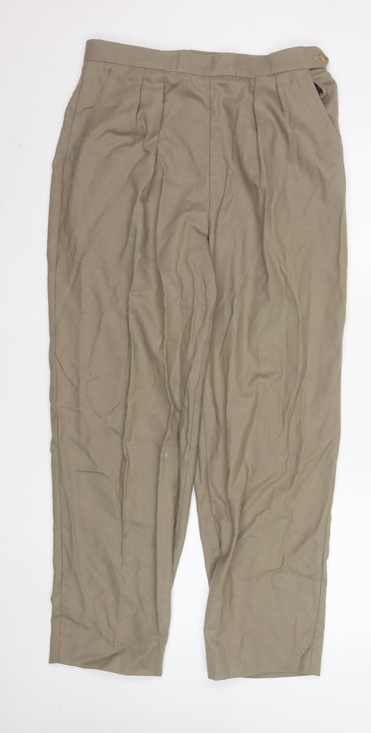 Applewood of Boston Women's Beige Pleated Trousers Size 14 Classic Fit