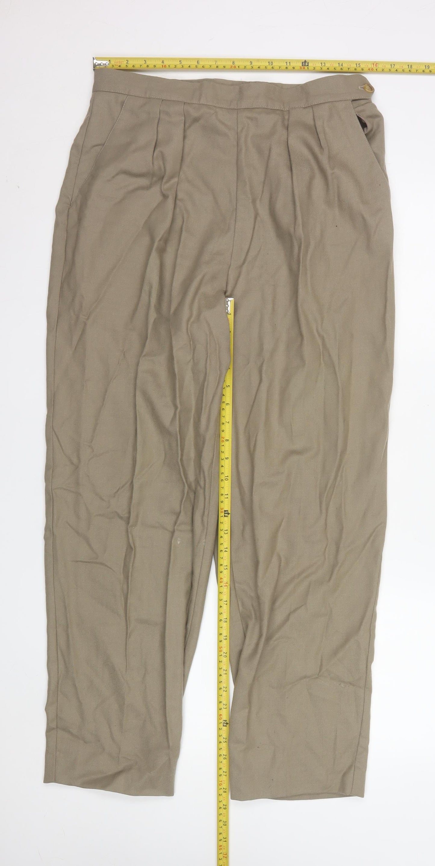 Applewood of Boston Women's Beige Pleated Trousers Size 14 Classic Fit