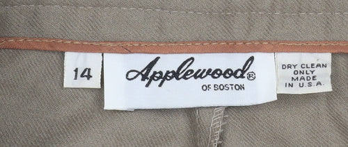 Applewood of Boston Women's Beige Pleated Trousers Size 14 Classic Fit