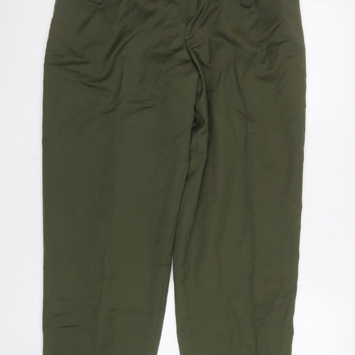 David Brooks Womens Green Pleated High Rise Tapered Trousers Size 12