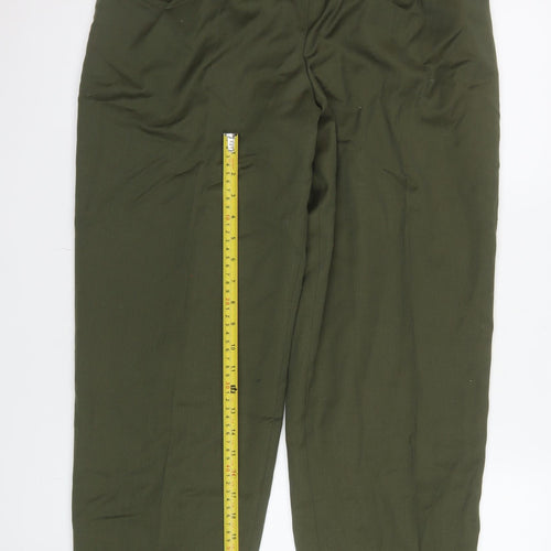 David Brooks Womens Green Pleated High Rise Tapered Trousers Size 12