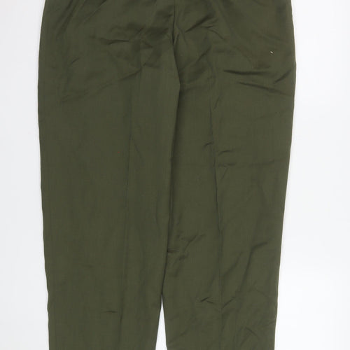 David Brooks Womens Green Pleated High Rise Tapered Trousers Size 12