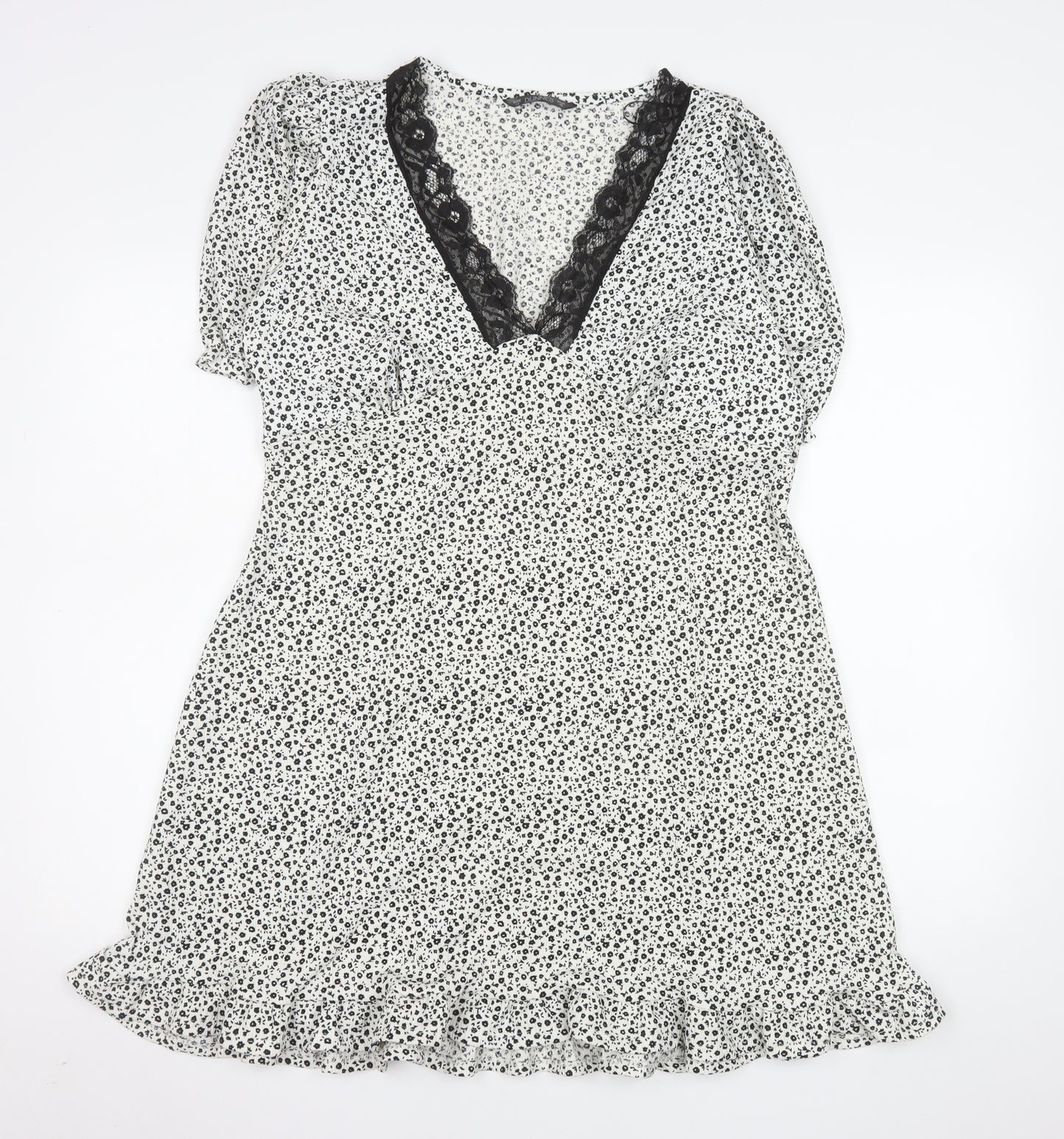 Dunnes Stores Women's White Floral Lace Trim Fit & Flare Dress Size 18