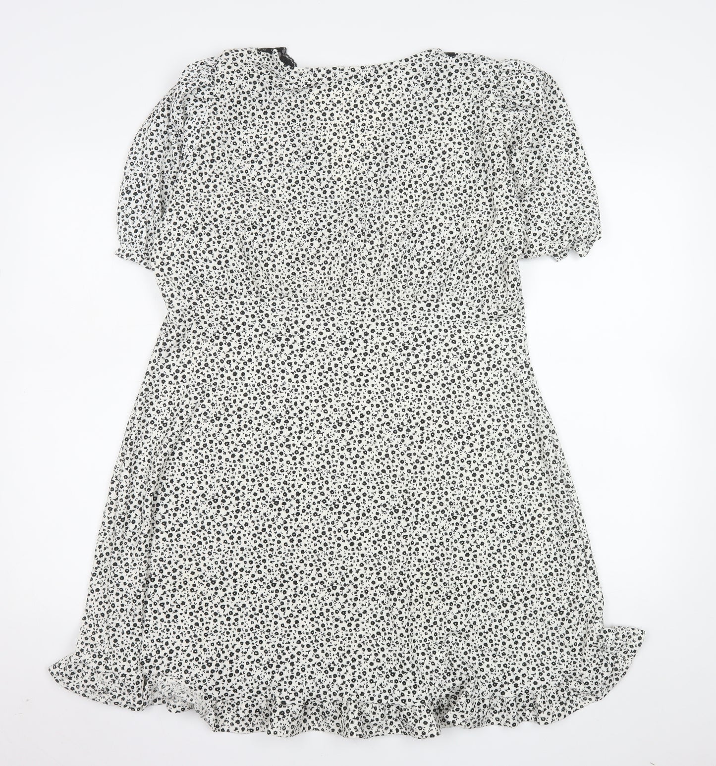 Dunnes Stores Women's White Floral Lace Trim Fit & Flare Dress Size 18