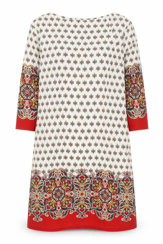 Front view of Atmosphere Women’s Multicoloured Geometric Shift Dress, size UK 12