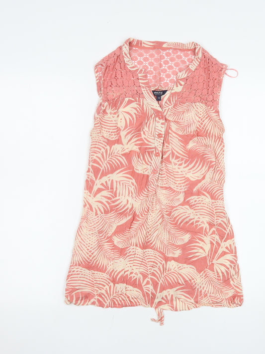 Maine New England Women's Pink Tropical Sleeveless Tunic Blouse Size 14