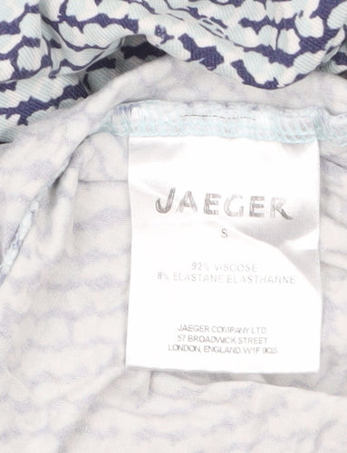 Jaeger Women Blue Geometric Tunic Top Size S 3/4 Sleeve Viscose Blend