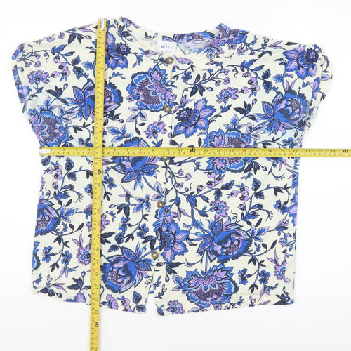 Next Women's Multicoloured Floral Cotton Blouse Size 16