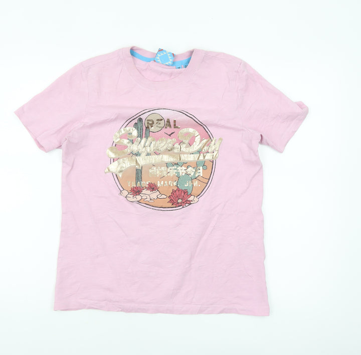 Superdry Women's Pink Graphic Cotton T-Shirt Size 8