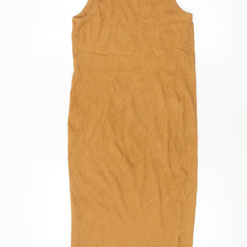 H&M Women Brown Ribbed Jersey Tank Dress Size S Casual