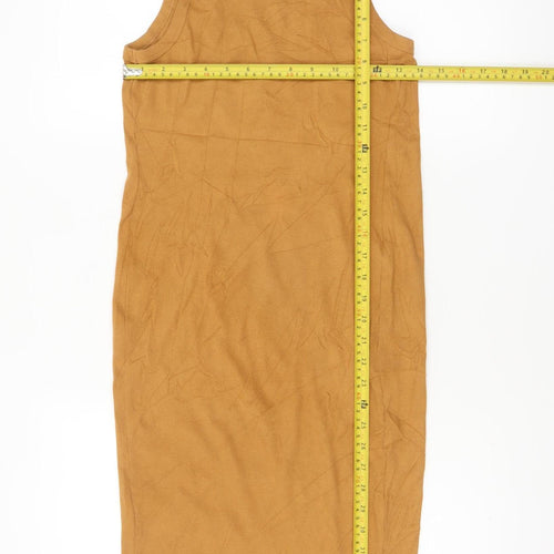 H&M Women Brown Ribbed Jersey Tank Dress Size S Casual