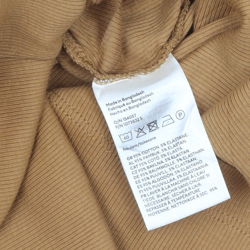 H&M Women Brown Ribbed Jersey Tank Dress Size S Casual