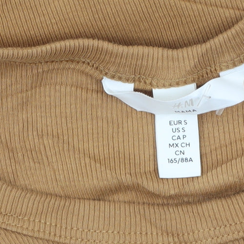 H&M Women Brown Ribbed Jersey Tank Dress Size S Casual
