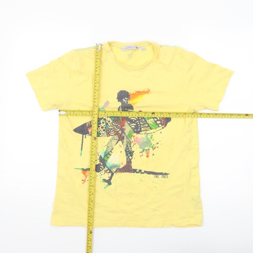 Fat Face Womens Yellow Graphic Surf T-Shirt Small Casual Summer Top