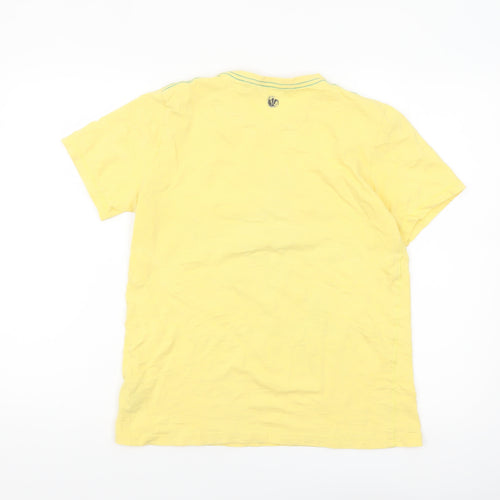 Fat Face Womens Yellow Graphic Surf T-Shirt Small Casual Summer Top